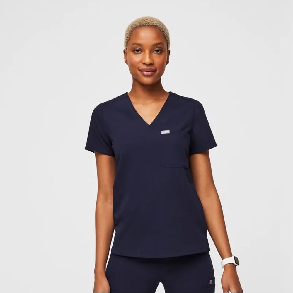 FIGS Women's Navy V-Neck Top